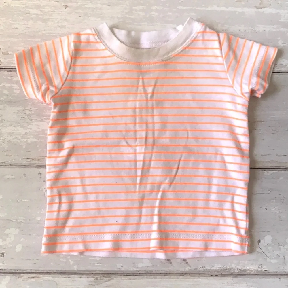 Baby Boy 6m Summer Outfit Shorts & Shirt Set Navy Blue Orange Stripes